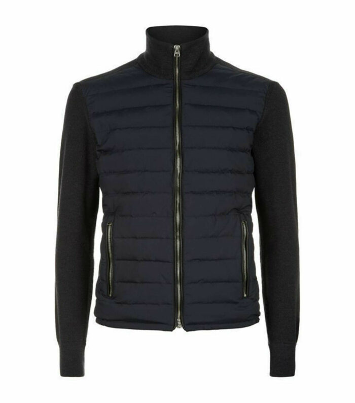 bonds puffer jacket in black and blue color