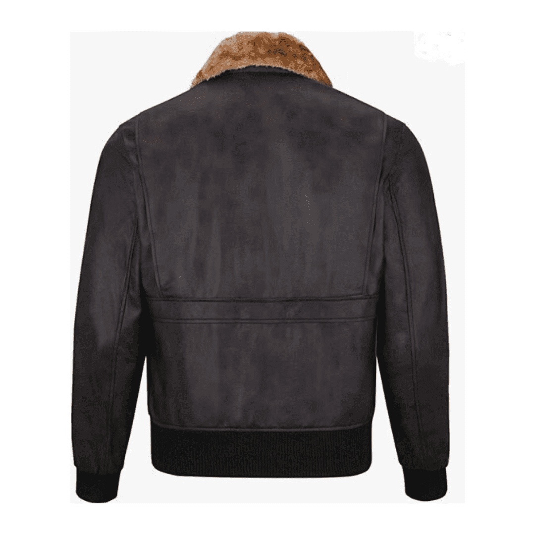 Classy Two Tone Mens Brown Leather Bomber Jacket With Fur Collar | H&B UK