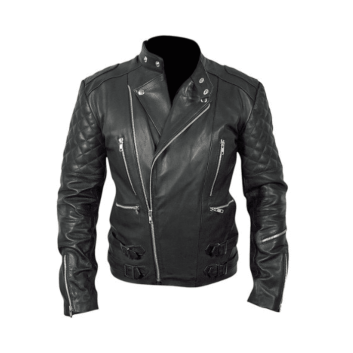 Decisive20Mens20Quilted20Double20Rider20Leather20Jacket20Black20Front
