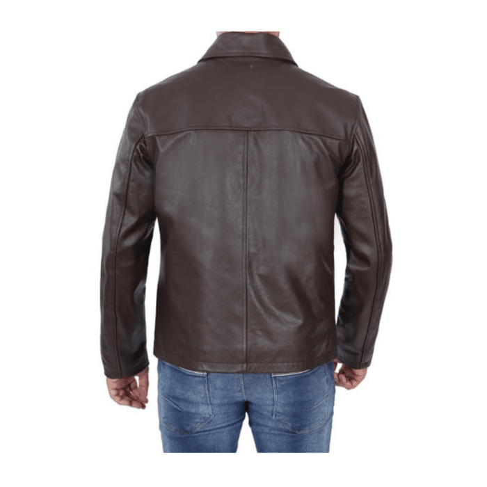 Essential20Brown20Leather20Moto20Jacket20Mens20With20Shirt20Collar20Back