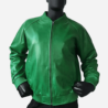 Minimalist-Green-Leather-Bomber-Jacket-Mens-front