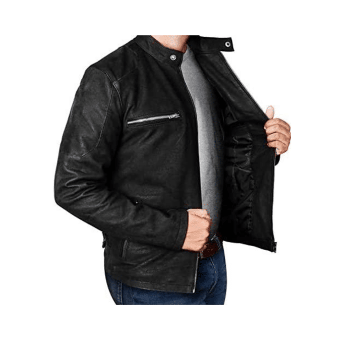 Steves20Black20Leather20Motorcycle20Jacket20With20Suede20Finish20Front20Open