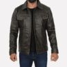 Waxed-Black-Leather-Trucker-Jacket-Mens-front