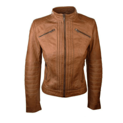 Idyllic20Womens20Brown20Leather20Motorcycle20Jacket20front