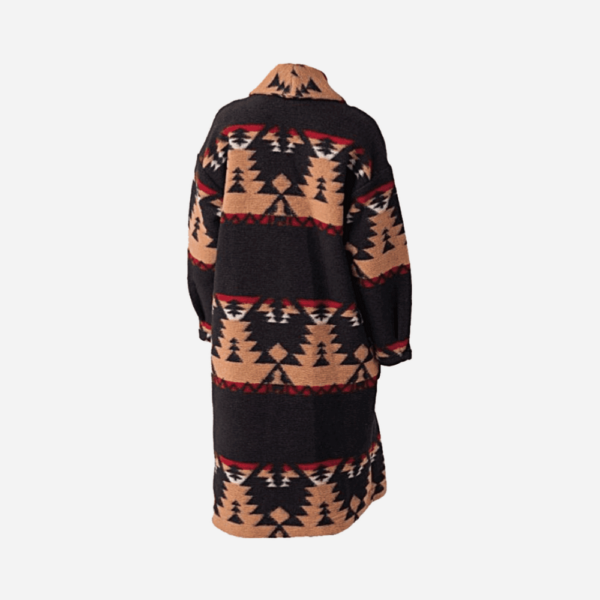 Multicolor Long Fleece Coat Womens back