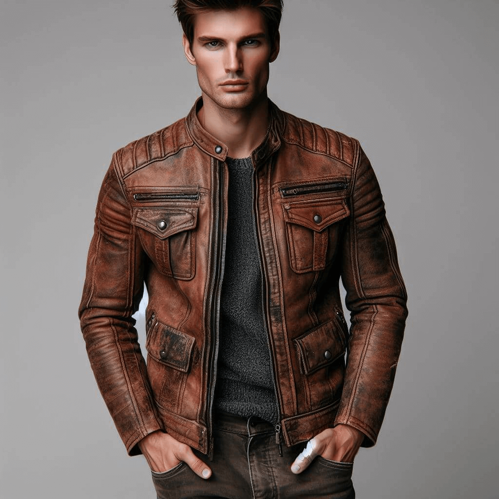 distressed leather jacket 1