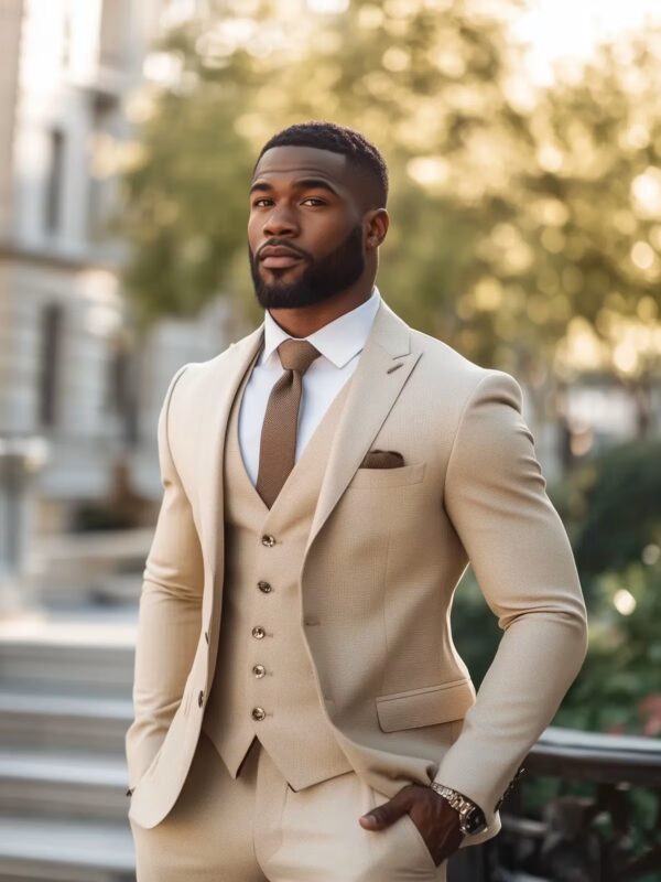 Belgravia Three Piece Beige Wool Blend Suit