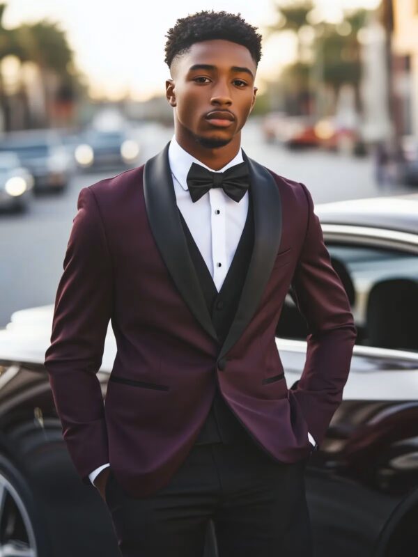 Cambridge Three Piece Burgundy Tuxedo