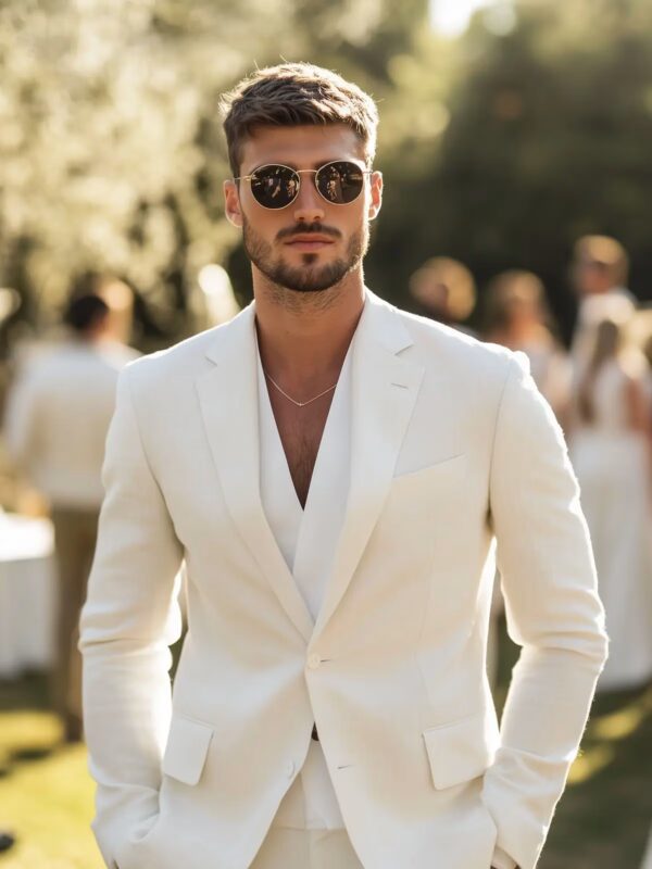 Whitmore Two Piece White Linen Suit