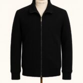 WOOL HARRINGTON BLACK 1 2025 FRONT VIEW MANNEQUIN IMAGE_RESULT