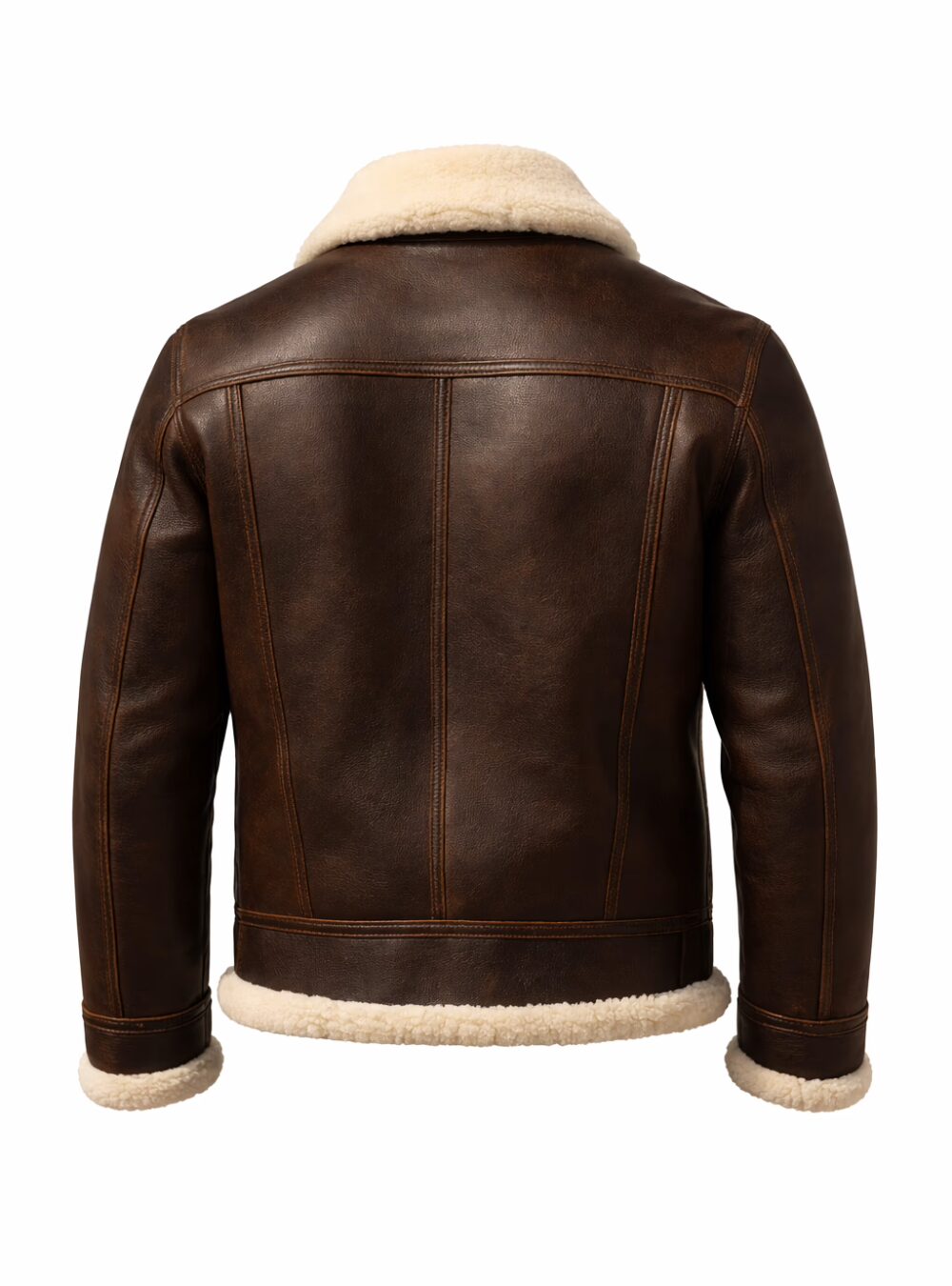 Whitmore Dark Brown Distressed Leather Aviator Jacket Back Ghost Mannequin_result